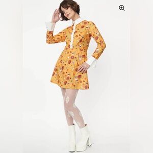 NWT Unique Vintage Smak Parlour Garden Party 60's A-Line Dress Mustard - L